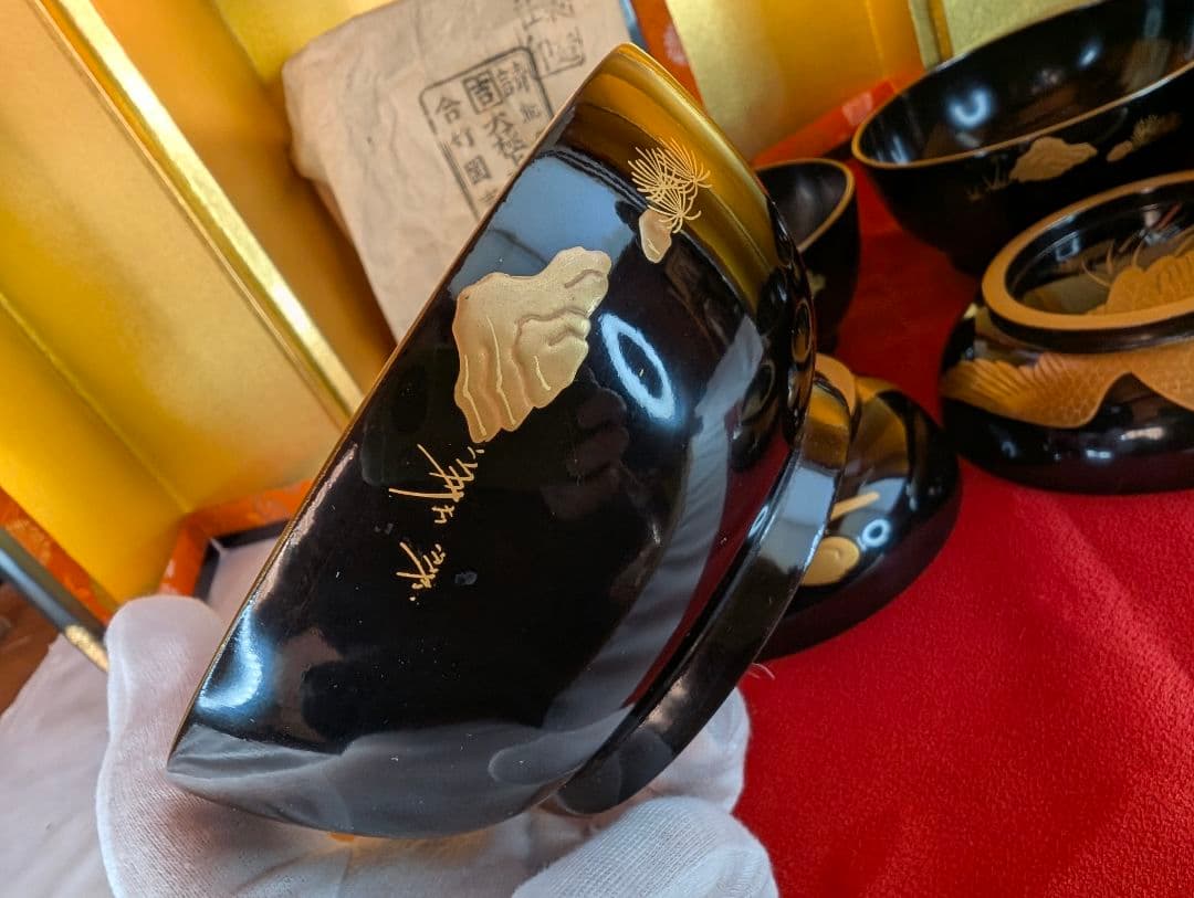 「こちらは専用出品です」明治時代 輪島塗 金蒔絵 椀 4客