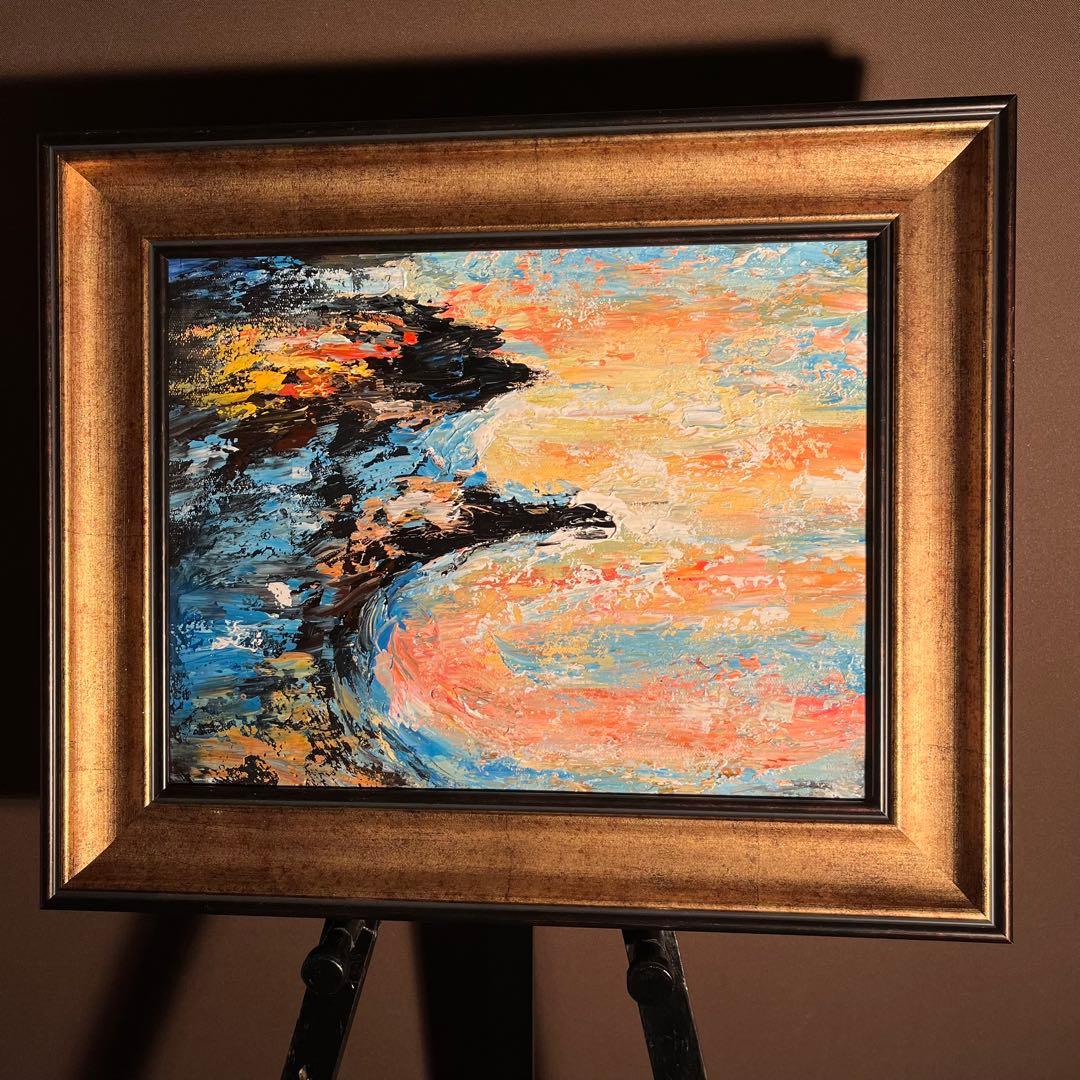 手書き油絵 抽象画 ウォールアート 額付 インテリア 油彩画 肉筆絵画