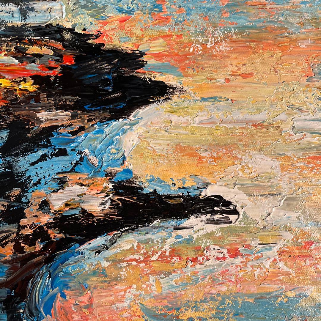 手書き油絵 抽象画 ウォールアート 額付 インテリア 油彩画 肉筆絵画