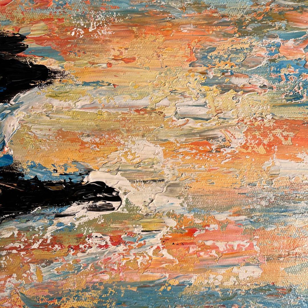 手書き油絵 抽象画 ウォールアート 額付 インテリア 油彩画 肉筆絵画