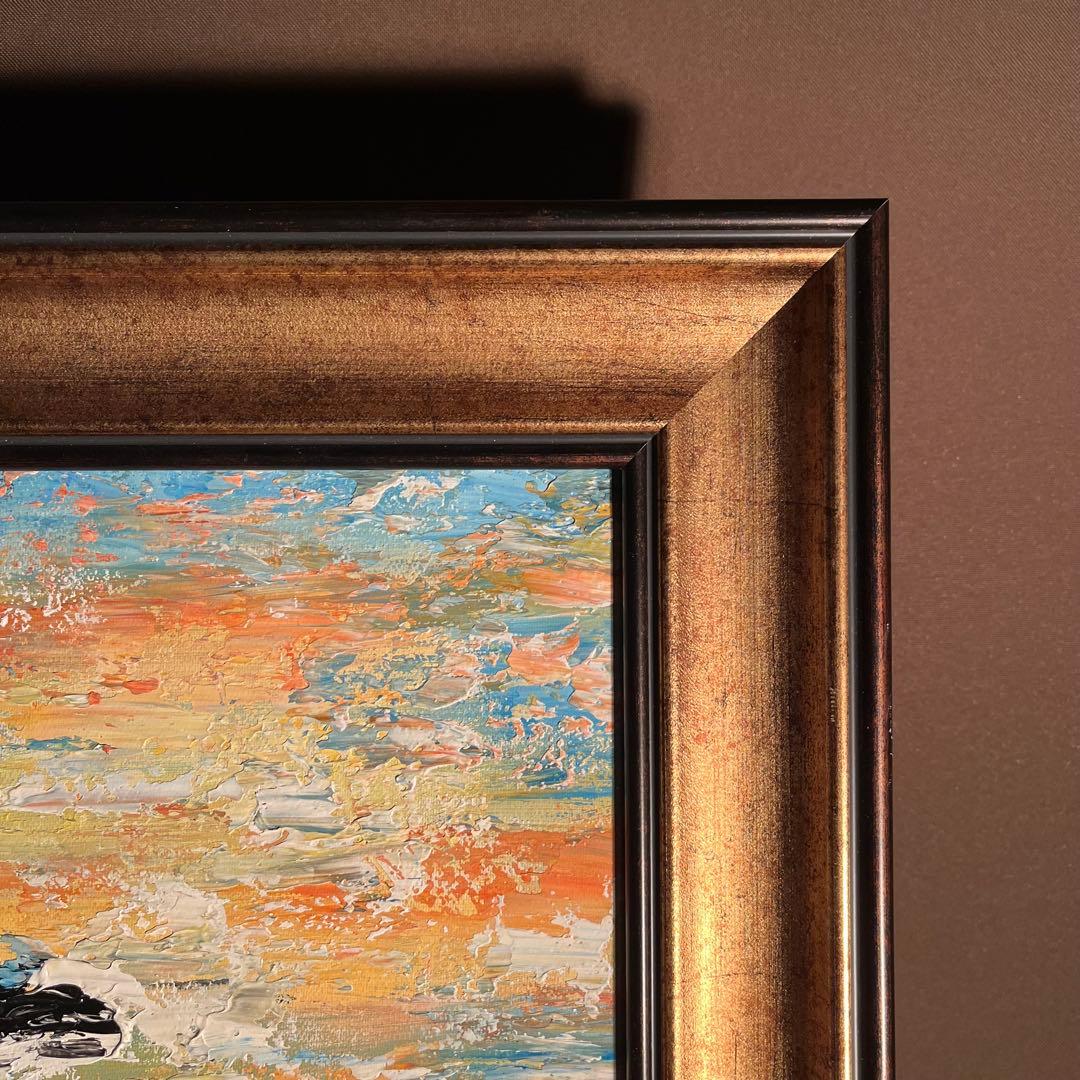 手書き油絵 抽象画 ウォールアート 額付 インテリア 油彩画 肉筆絵画