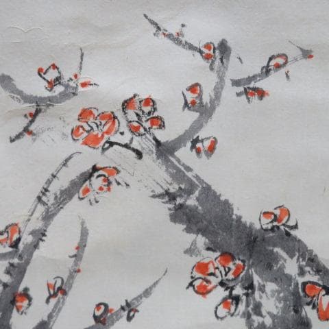 【激レア】佐久間藤太郎 梅花絵 掛け軸 共箱 益子焼