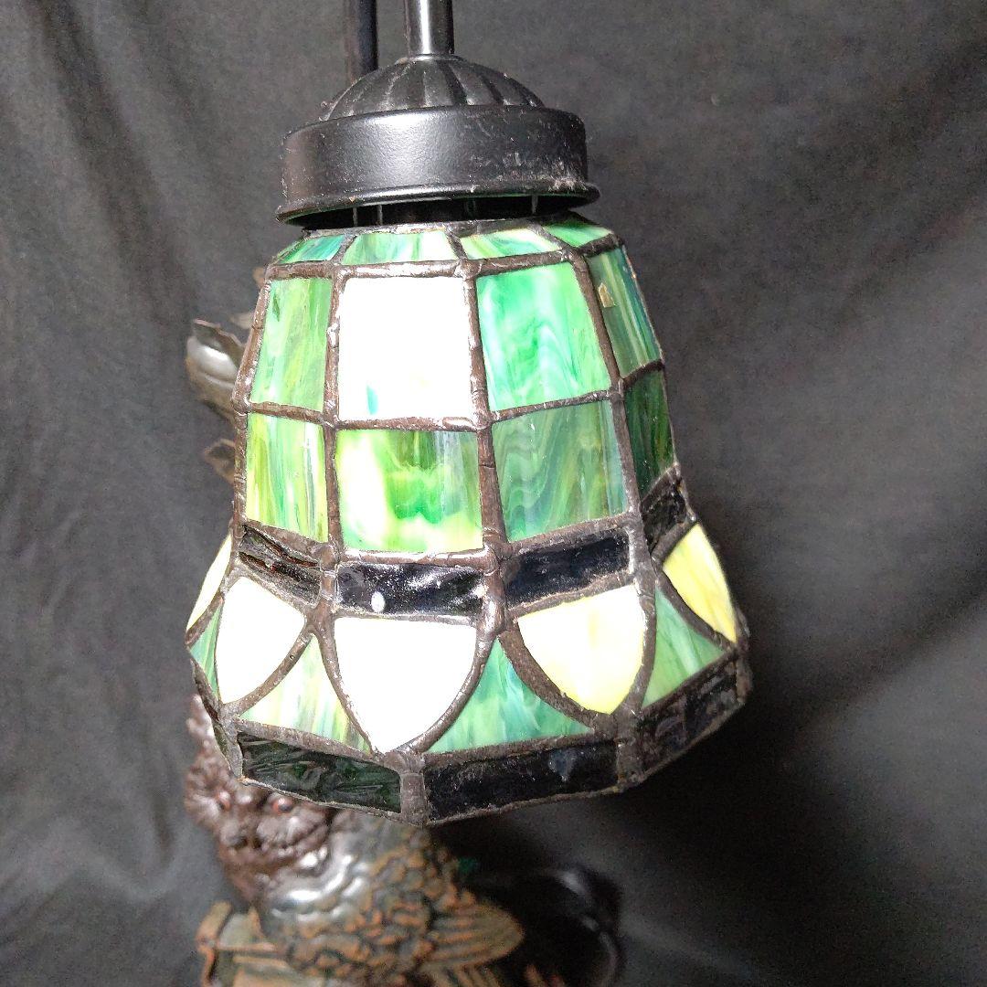 フクロウのステンドグラスランプ 高さ約51cm