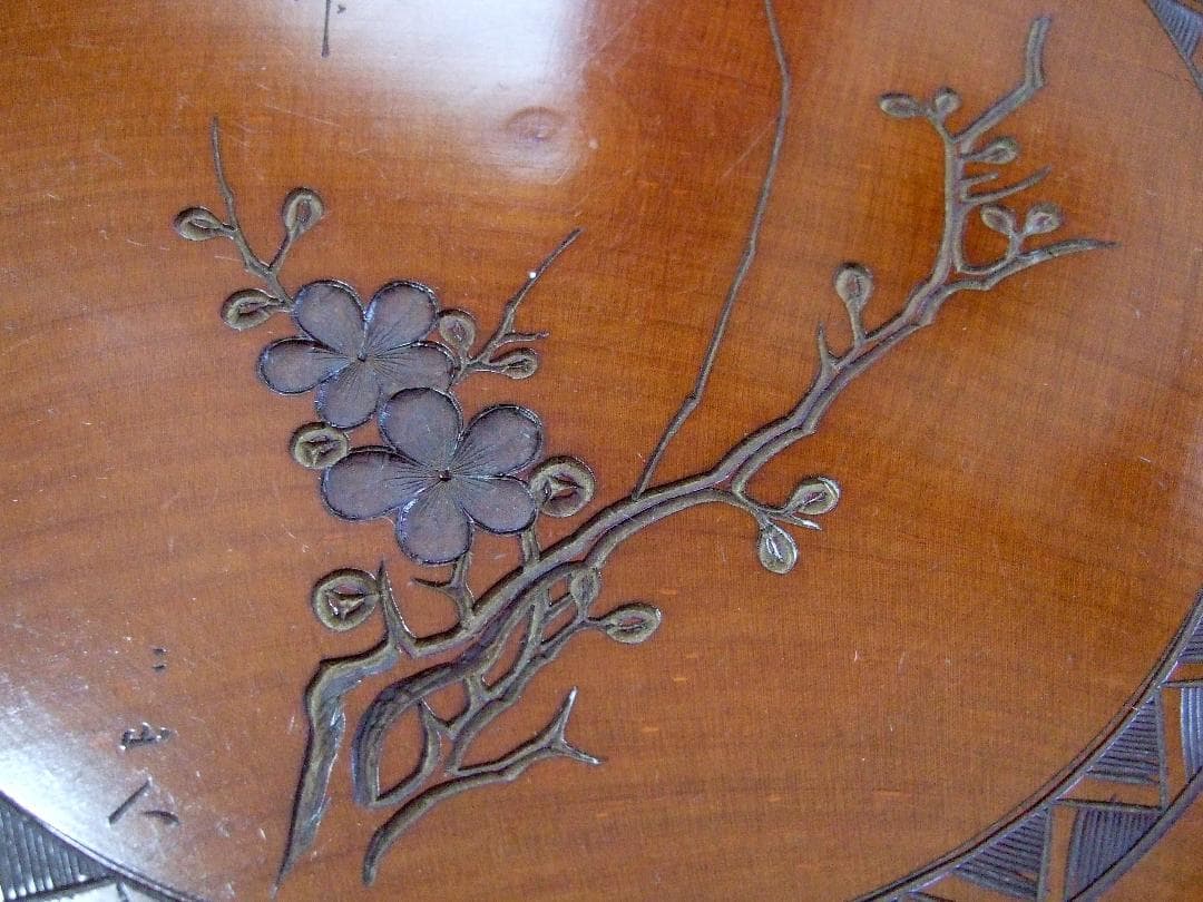 木製彫刻 お盆 丸盆 直径28cm 5枚組