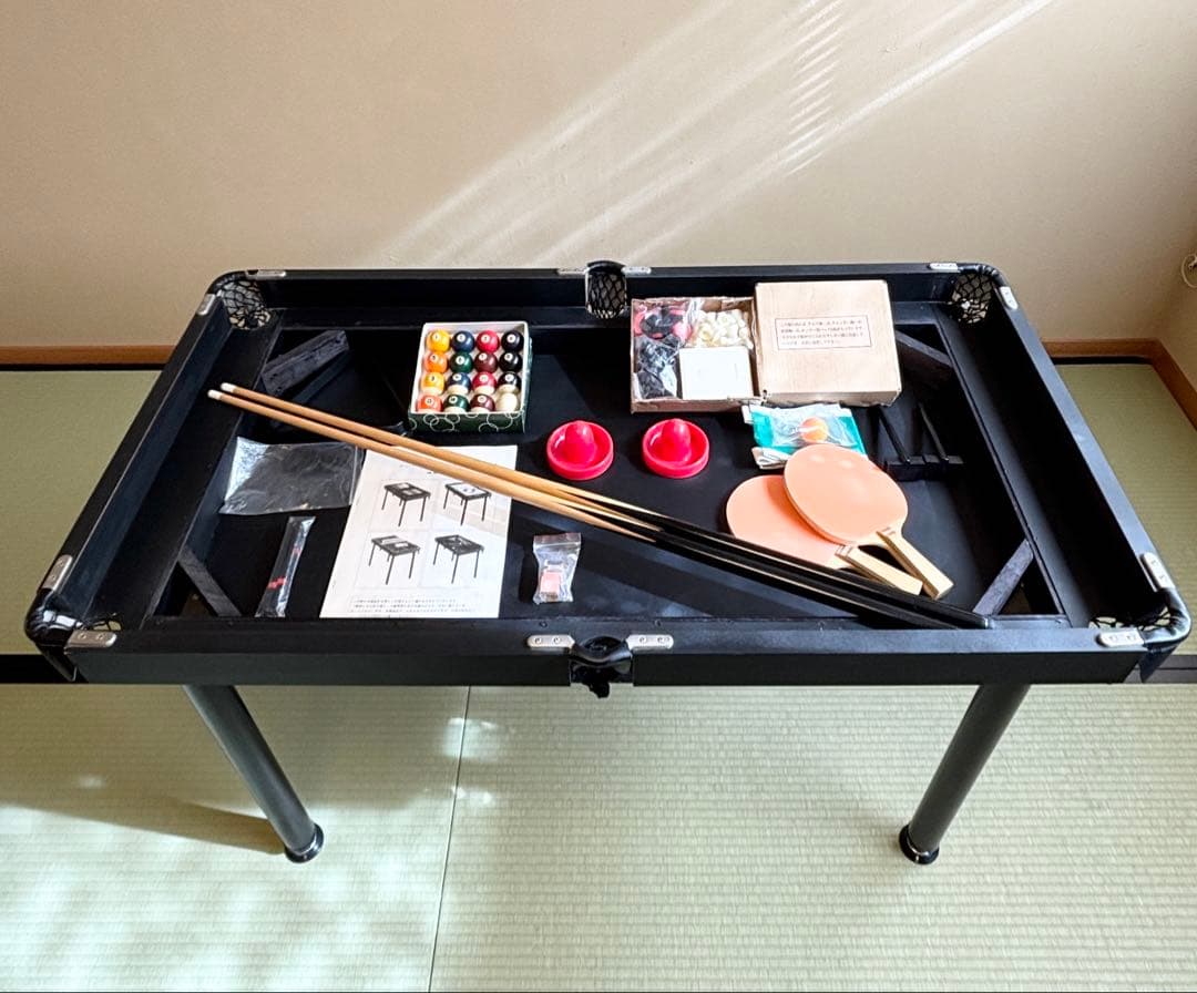 ファミリー&スポーツゲームテーブル ビリヤード 卓球 ホッケー チェス 4in1