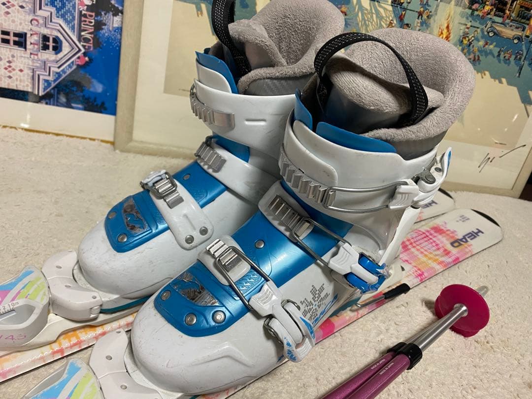 ジュニア　 head JOY スキー板 137cm ブーツ23cmストック伸縮式