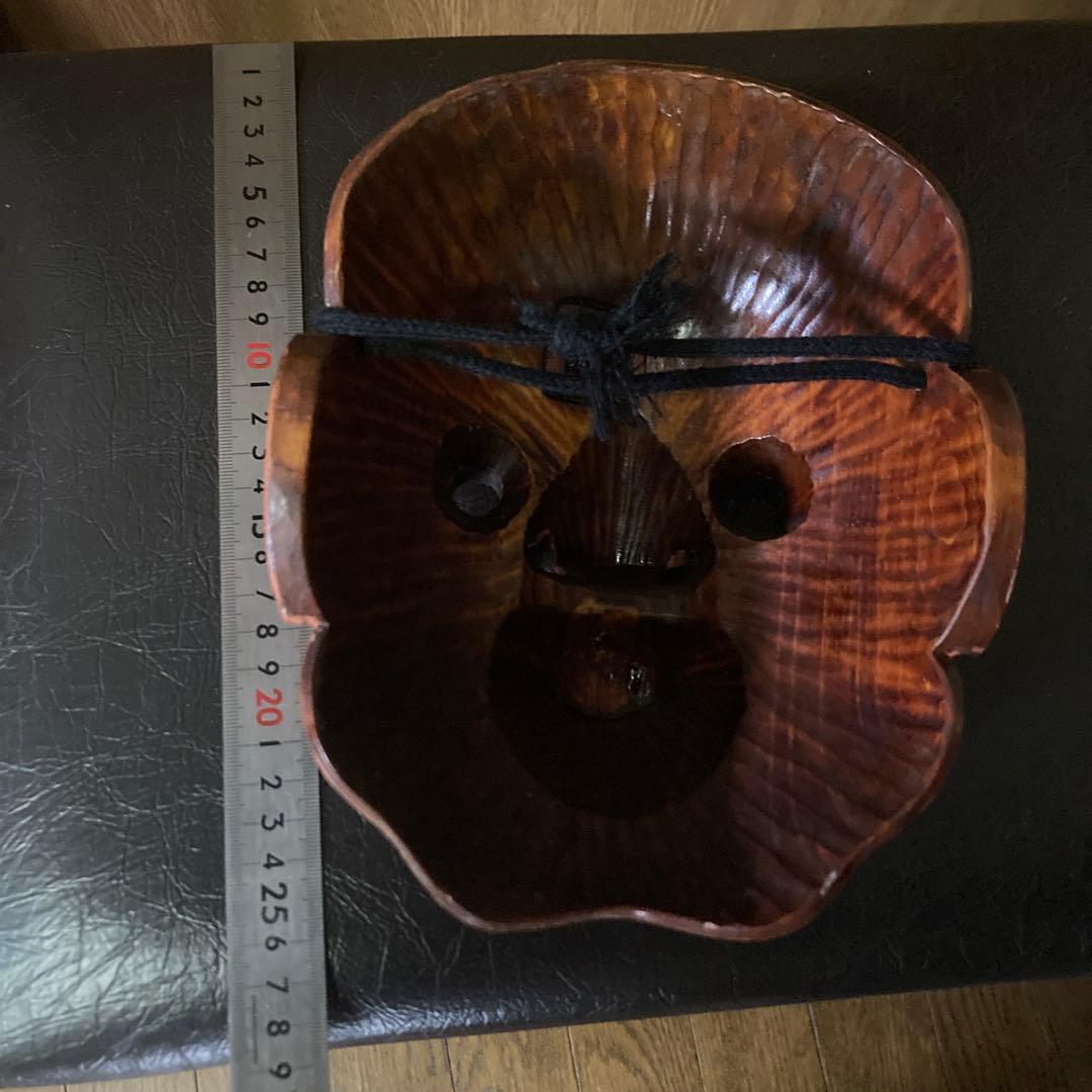 能面　神鳴り　木彫り