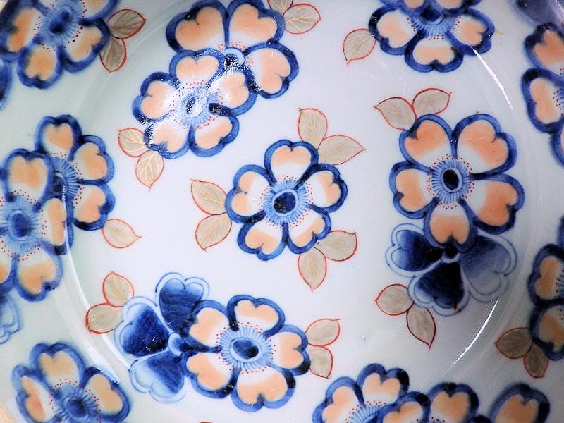 古伊万里　色絵 　桜花紋の図　大深鉢　E637AS-fbns