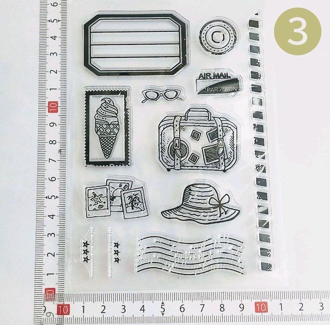 (400)✺SALE✺【海外製】クリアスタンプ 3枚セット〜トラベル・ヴァカンス