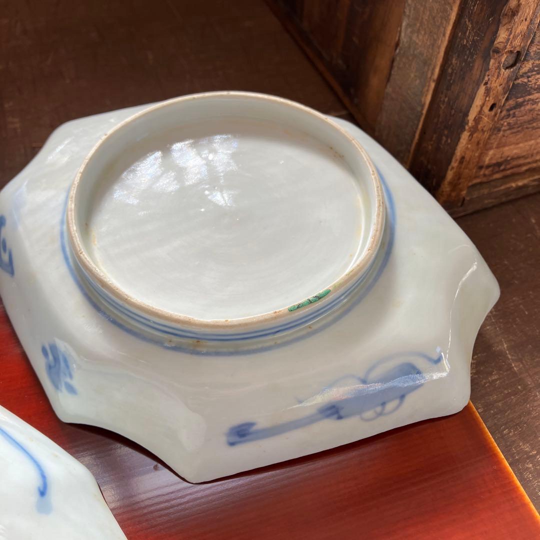 専用。アンティーク　和骨董　変形皿　菱形　蚤の市　金彩　八角形　２種　2枚セット