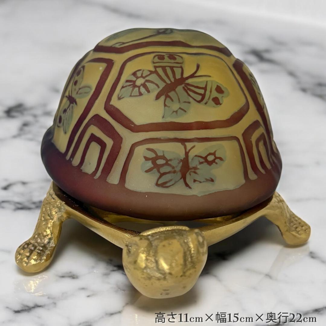 EmileGalle　高さ11㎝【証明書付属】ガレ復刻 亀モチーフ 小型ランプ