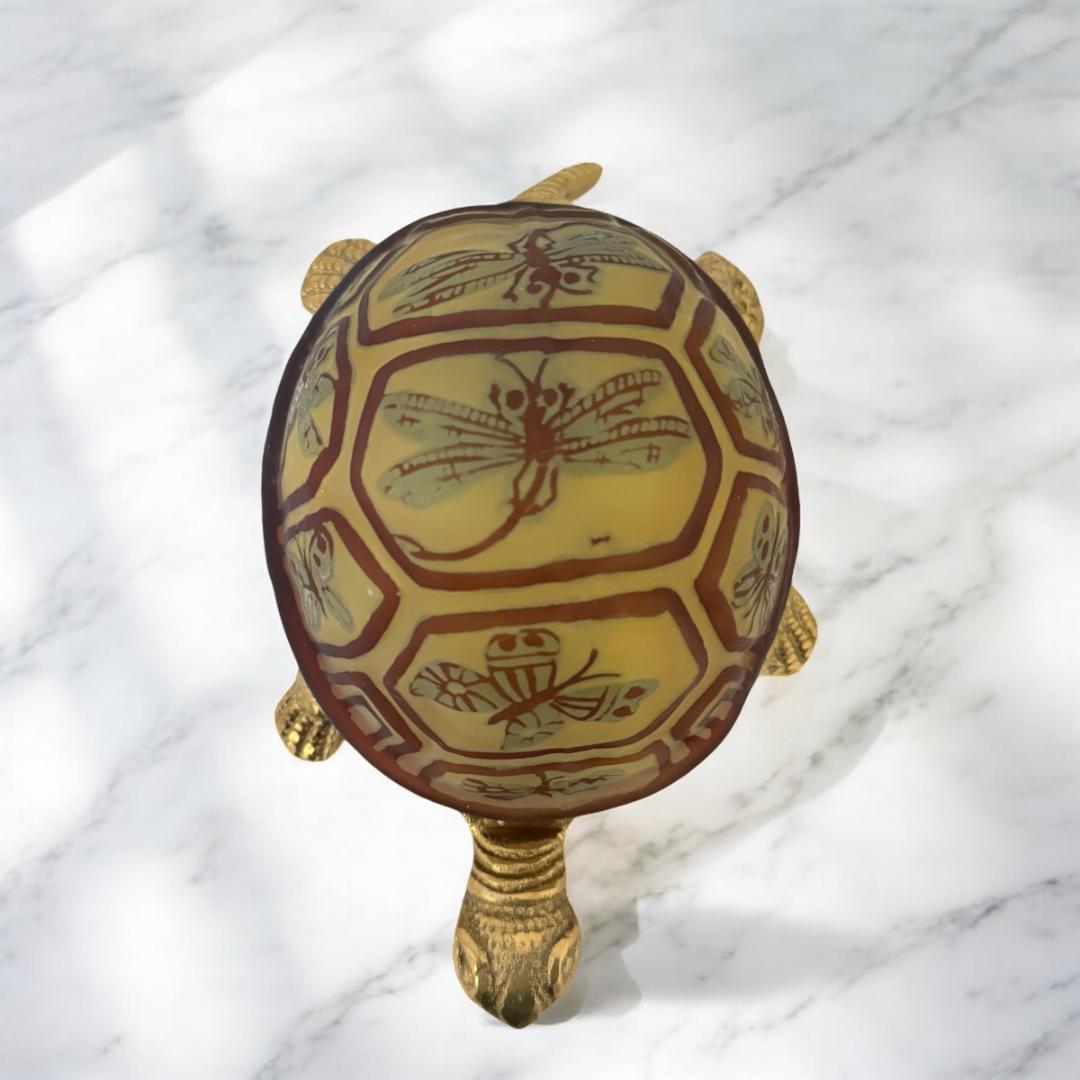 EmileGalle　高さ11㎝【証明書付属】ガレ復刻 亀モチーフ 小型ランプ