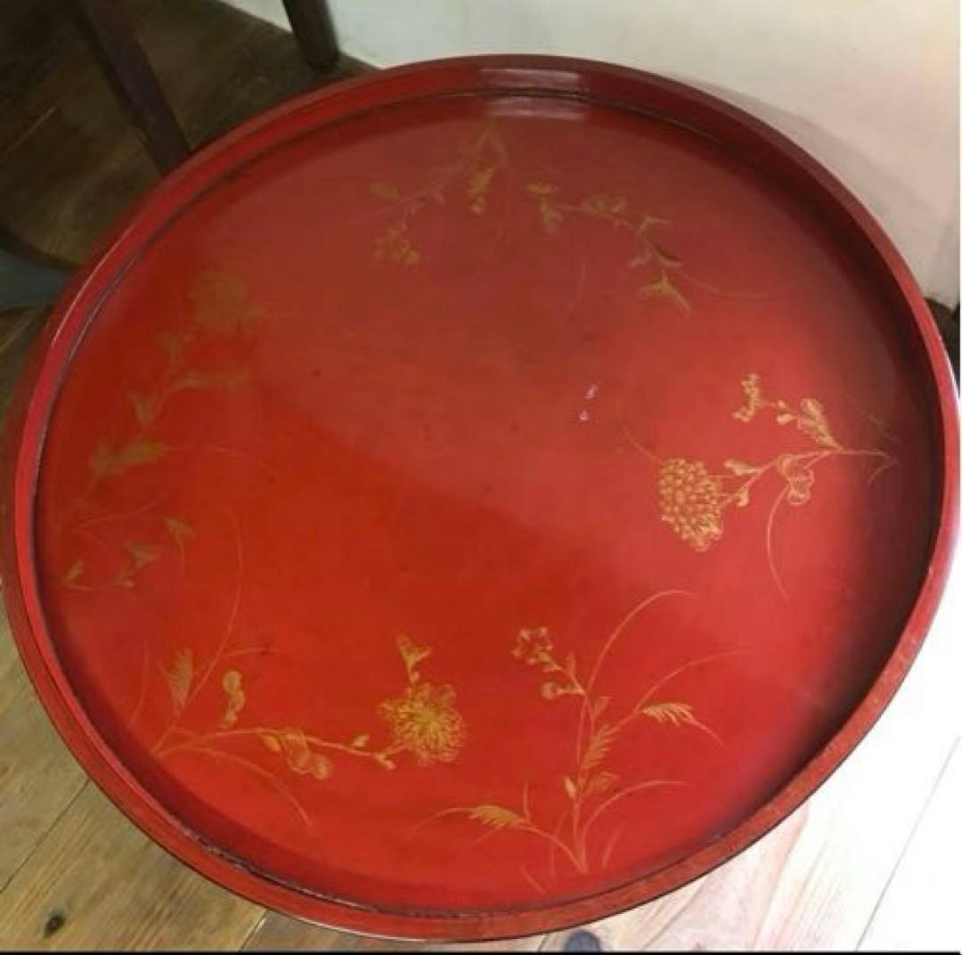 骨董　漆塗り　金彩　蒔絵　ちゃぶ台　飾り台　当時物　古道具　テーブル　脚取り外し