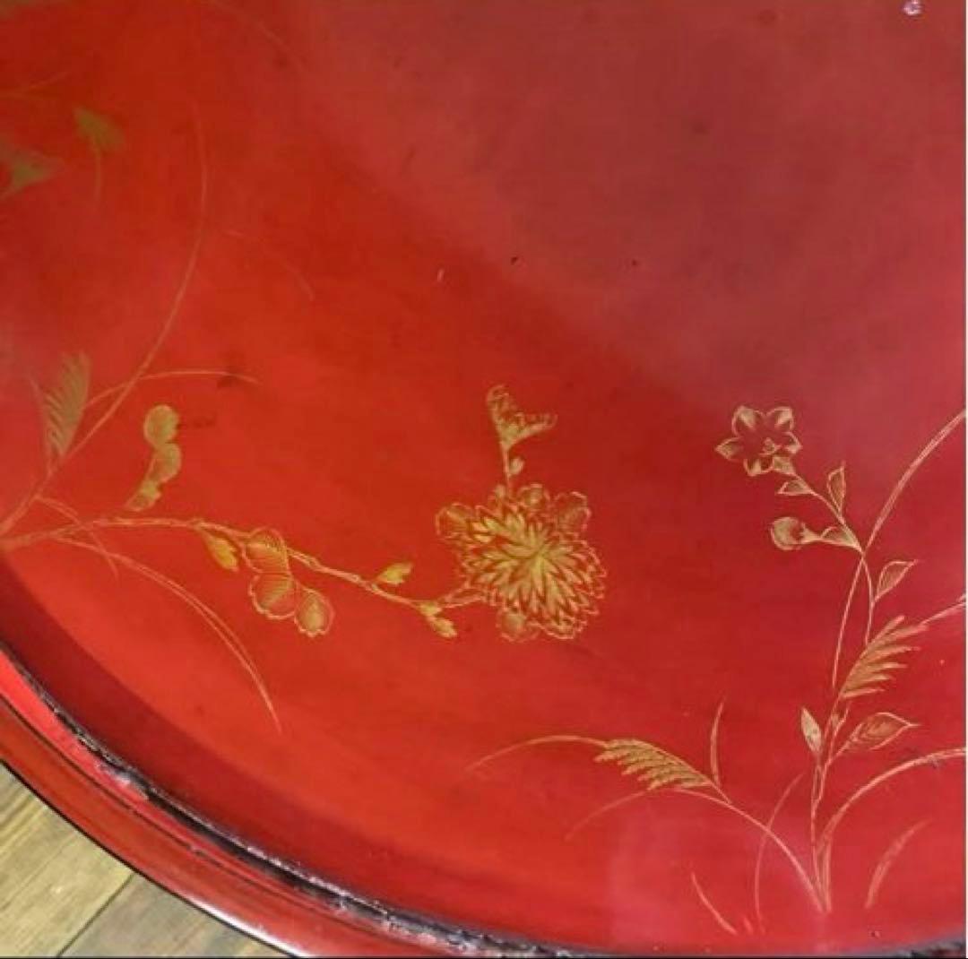骨董　漆塗り　金彩　蒔絵　ちゃぶ台　飾り台　当時物　古道具　テーブル　脚取り外し