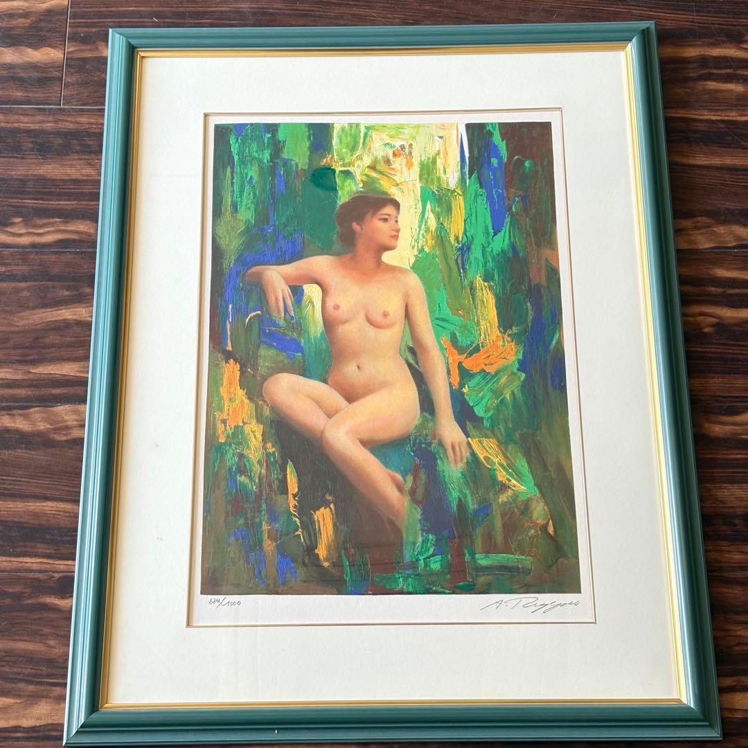 オウ・チュウ・ジェン)幸福のマリア 額装 裸婦 ヌード 美人画 リトグラフ J