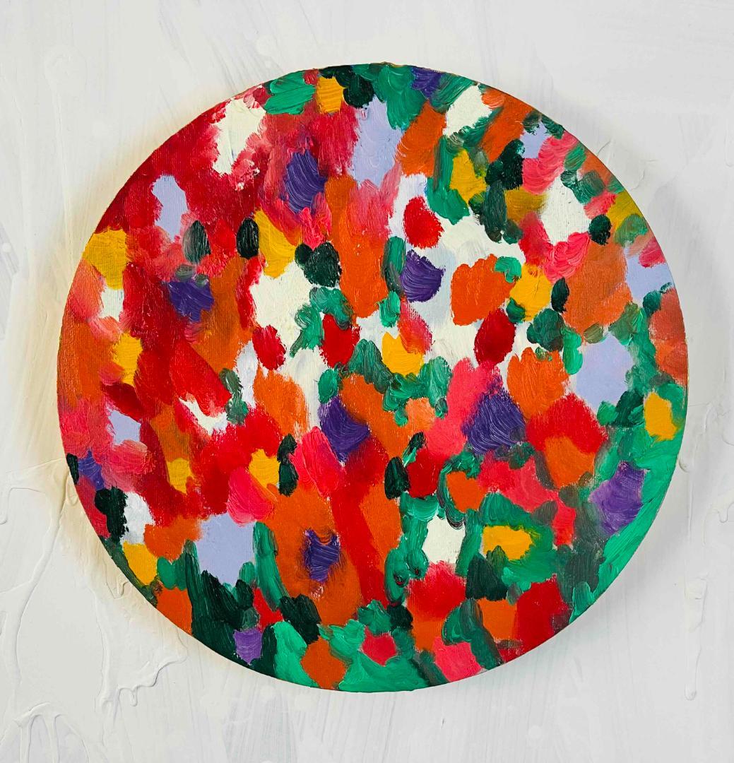 油彩 絵画 『Wild Flowers 2025』丸形直径30cm 絵画 原画