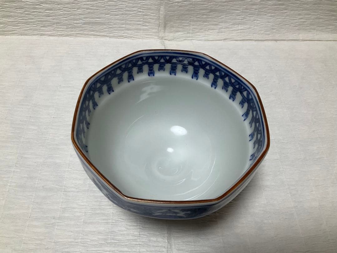 林淡幽　抹茶碗　染付木瓜山水茶盌　五山窯　共箱