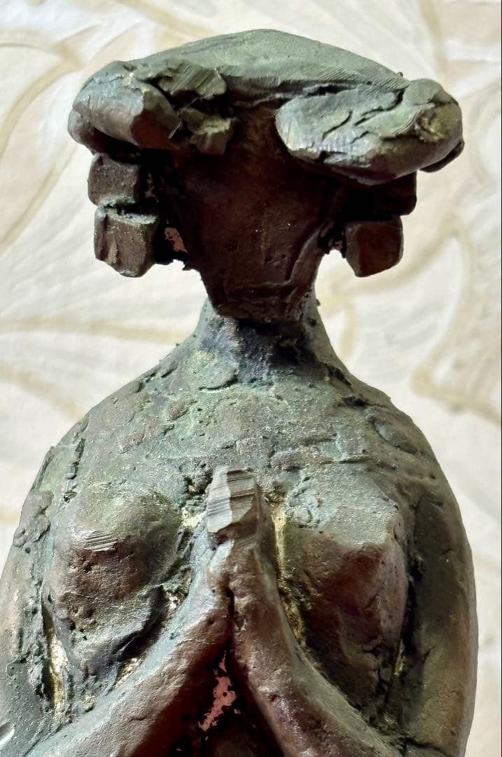 【ブロンズ彫刻★「黎」(台座付き)】 【高さ28.2cm、レア】