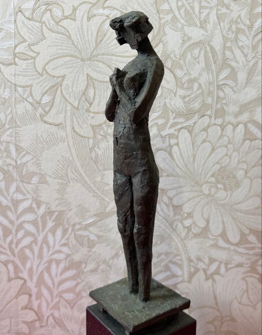 【ブロンズ彫刻★「黎」(台座付き)】 【高さ28.2cm、レア】