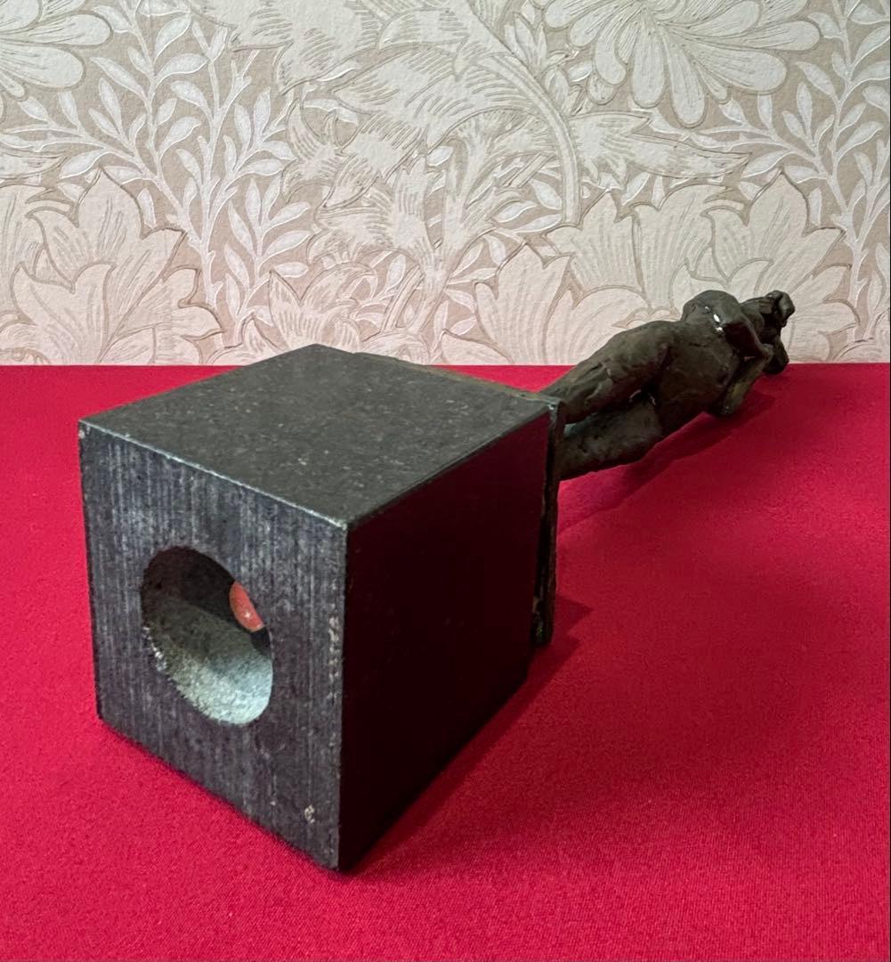 【ブロンズ彫刻★「黎」(台座付き)】 【高さ28.2cm、レア】