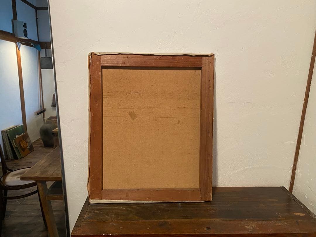 《遠ざかる家》 抽象画 油絵 F8号 45×38cm テクスチャー作品 額なし