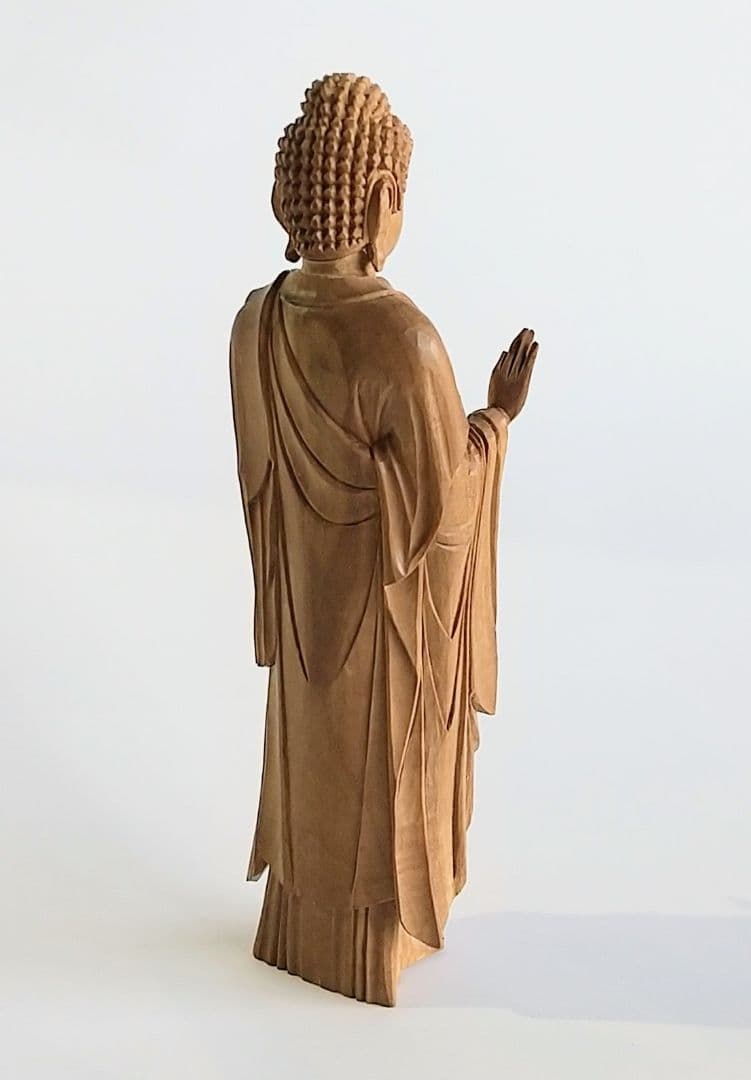 阿弥陀如来立像 4寸 像のみ #657 ◆白檀 木彫 仏像