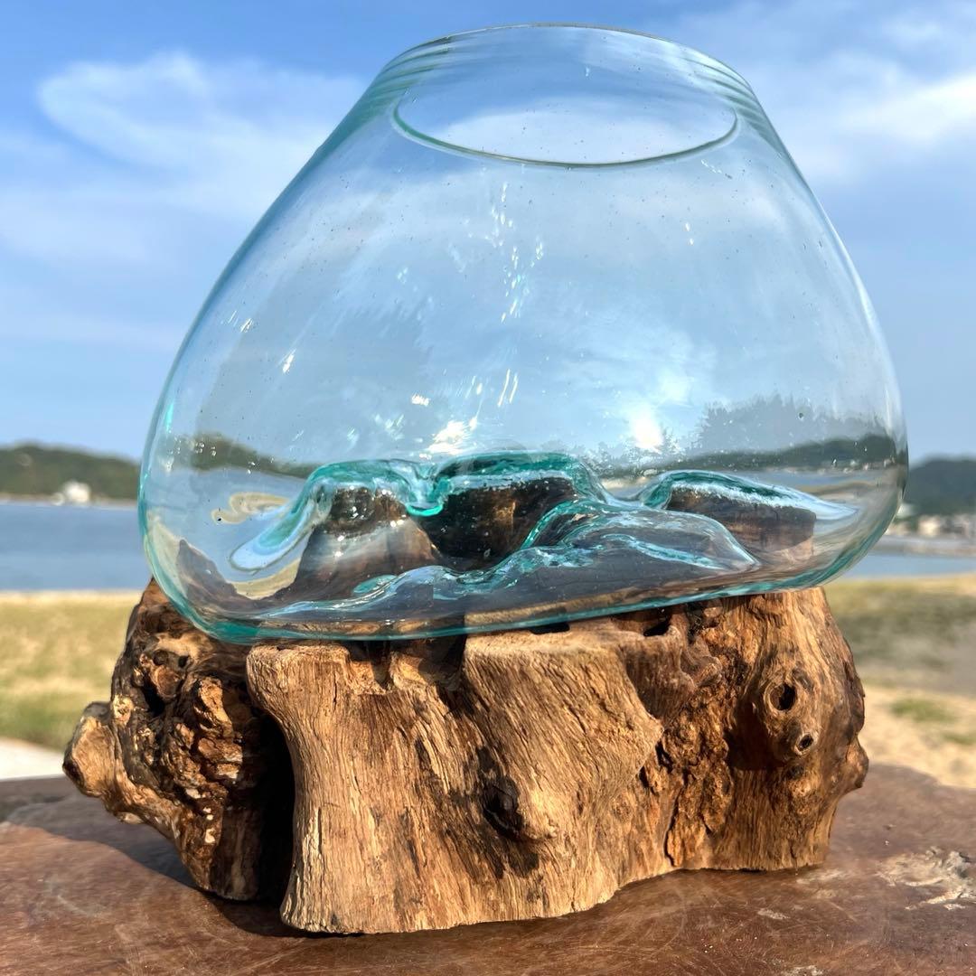 流木ガラスオブジェ特大F 花瓶 金魚鉢 テラリウム フラワーポット 水槽 アート