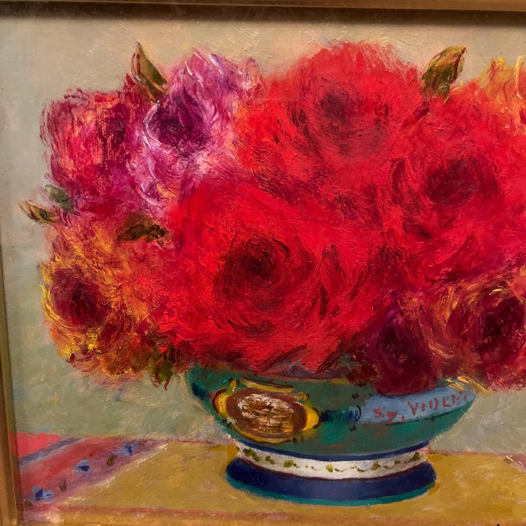 【そら】油絵画《ばら》