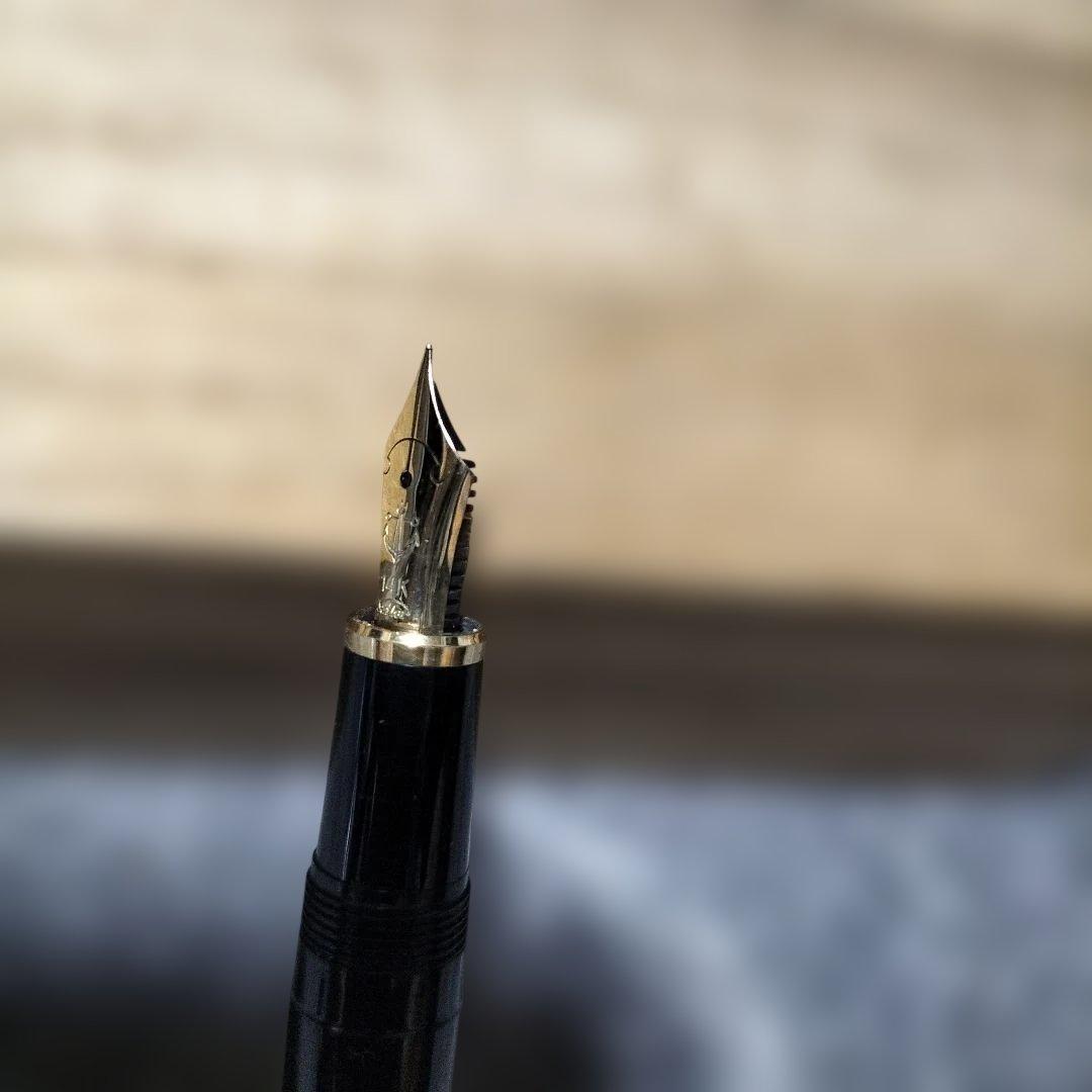 14K SAILOR 黒色プラスチック万年筆 金色装飾