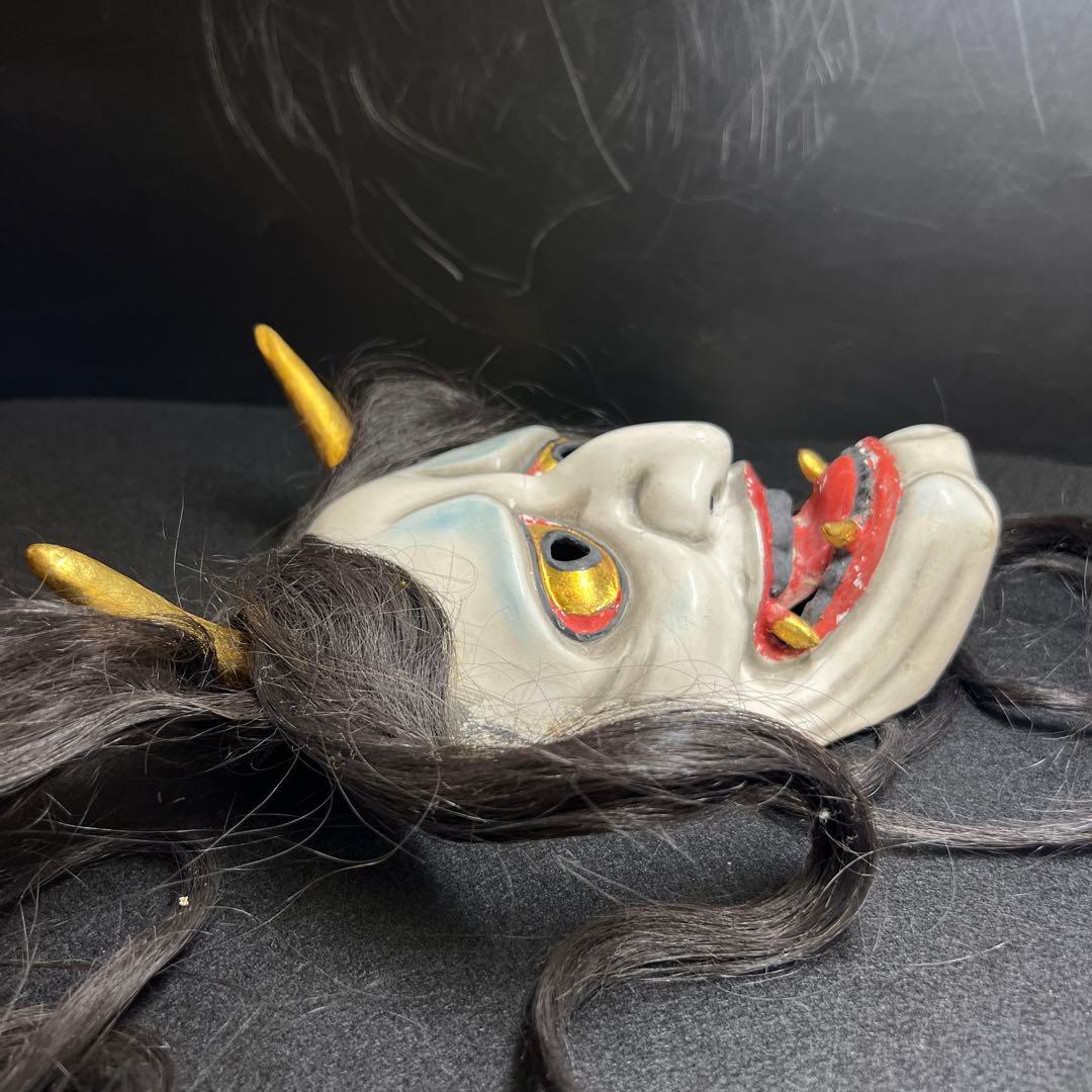 時代乾漆ハンニャ能面　木箱付　顔幅約12.3㎝　東Y8-0116☆2Fタサチ