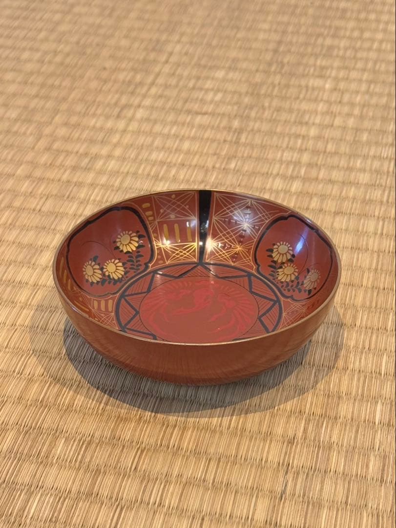 大内塗 草花 鳳凰紋 銘々皿 9客 小皿 懐石料理道具 漆器 木皿