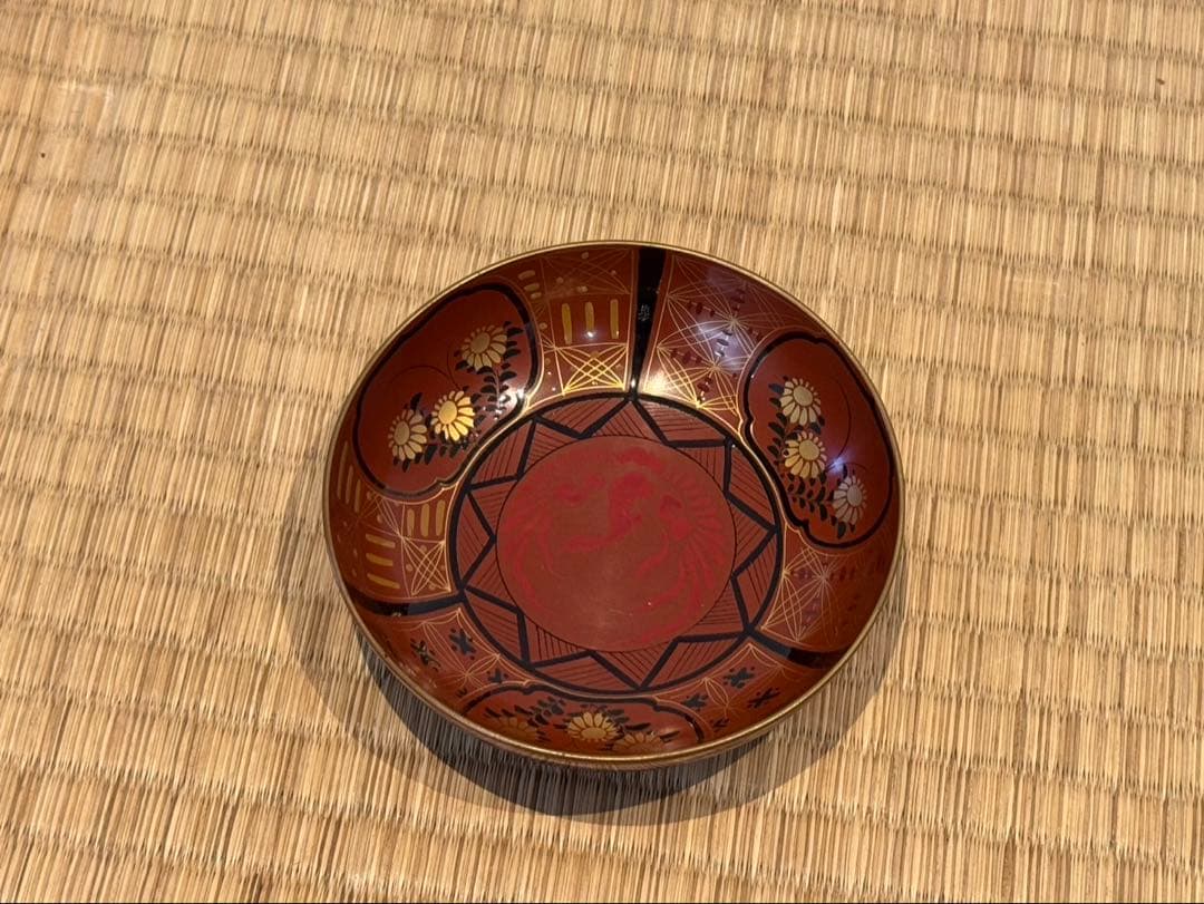 大内塗 草花 鳳凰紋 銘々皿 9客 小皿 懐石料理道具 漆器 木皿