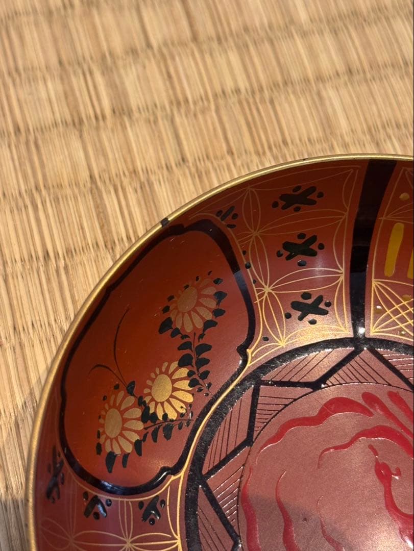 大内塗 草花 鳳凰紋 銘々皿 9客 小皿 懐石料理道具 漆器 木皿