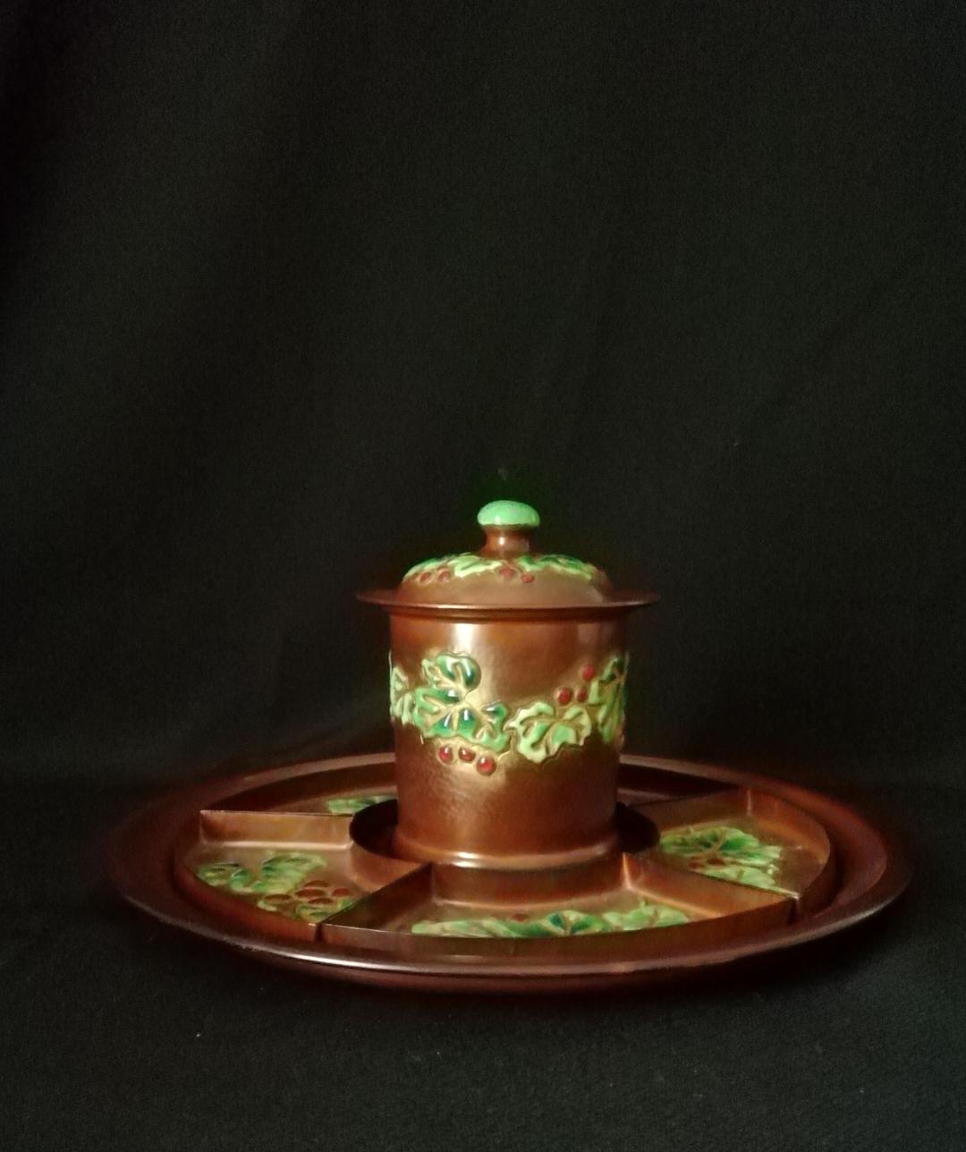 逸品　珍品　安藤七宝B　銅製　槌起七宝　盆　小物入れ　銘々皿　和骨董アンティーク