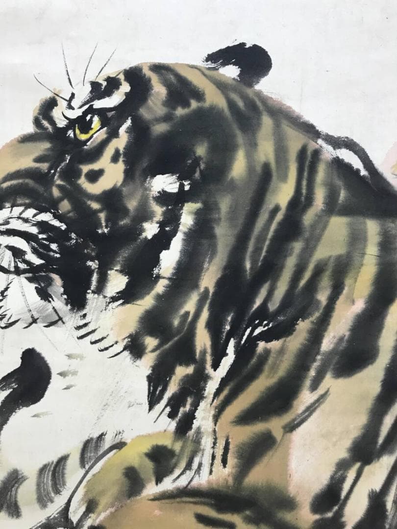 真作/堀江玉鳳/虎図/猛虎図/花鳥図/掛軸☆宝船☆AH-777