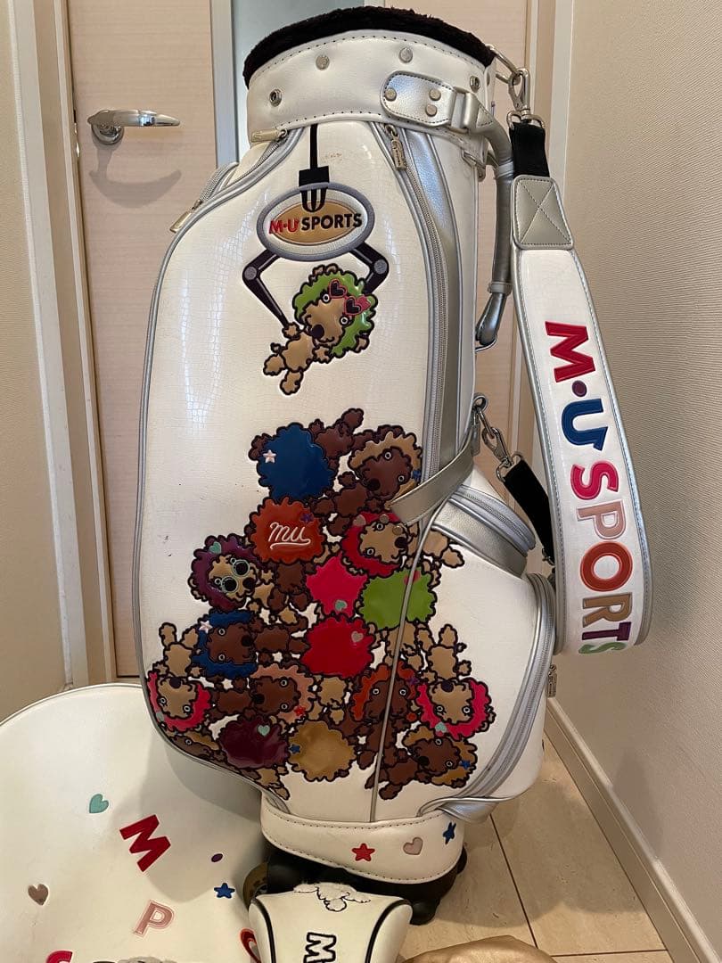 M.U.SPORTS キャディバッグ ホワイト　ヘッドカバー8点セット
