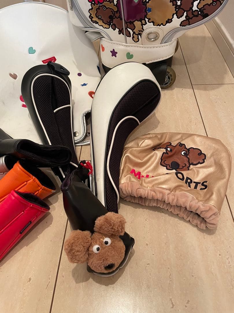 M.U.SPORTS キャディバッグ ホワイト　ヘッドカバー8点セット