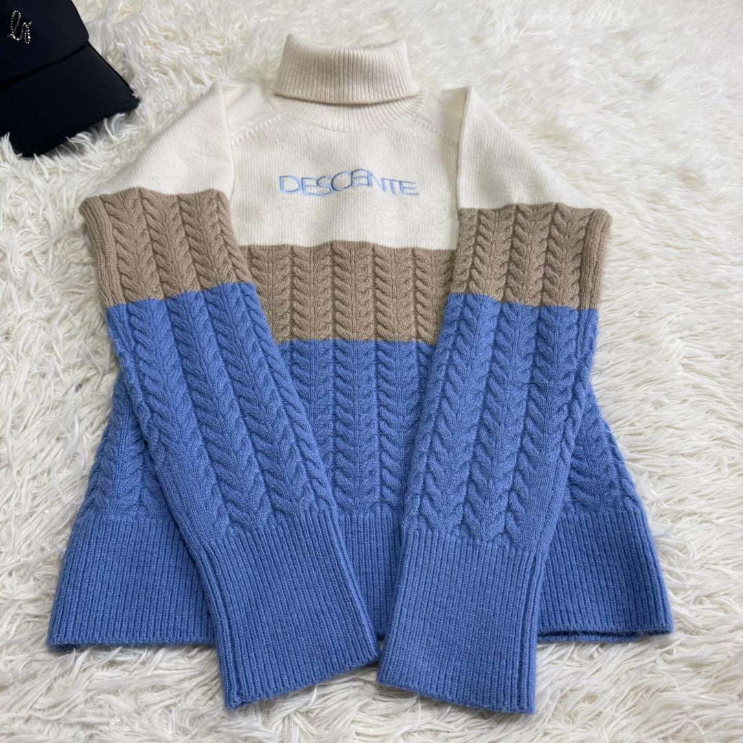 【デサントゴルフ】美品 タートルネック ケーブルニット Mサイズ レディース