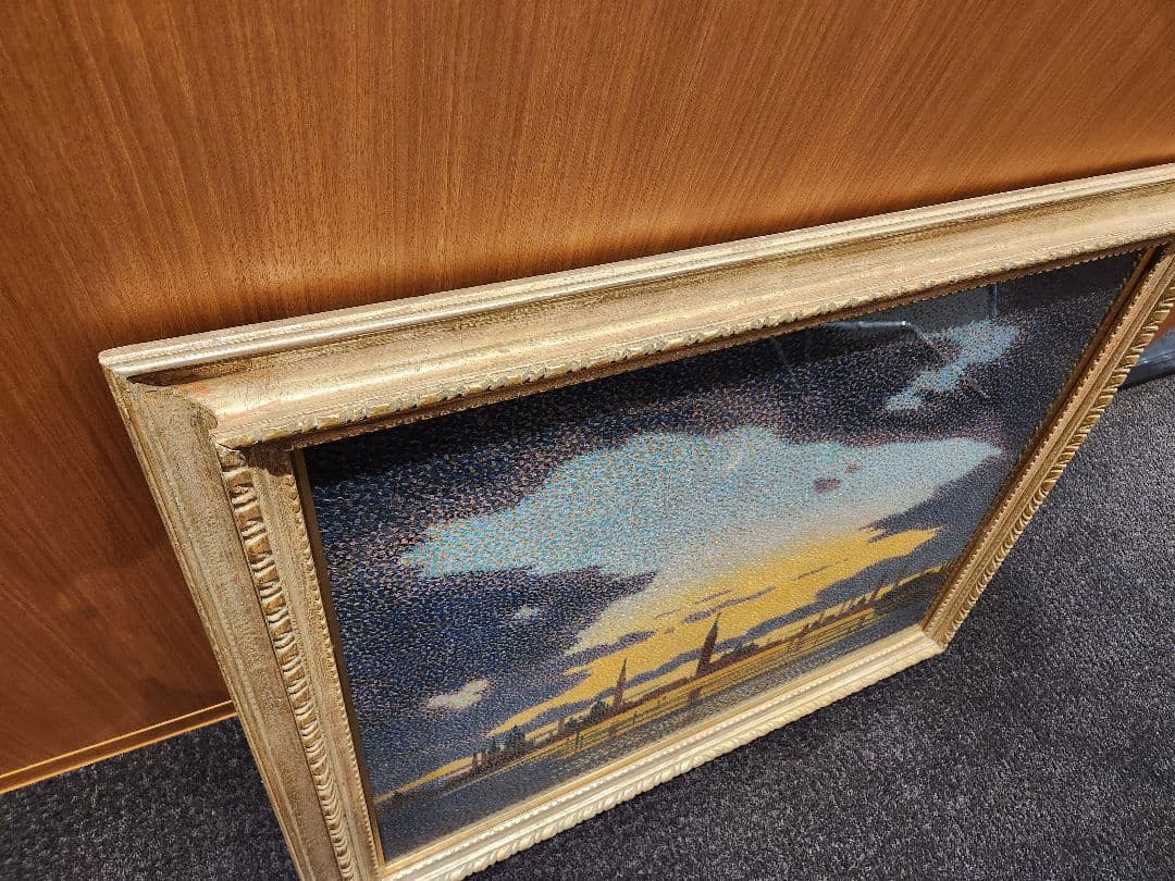 【貴重・大型】点描画 アート作品 額縁付き