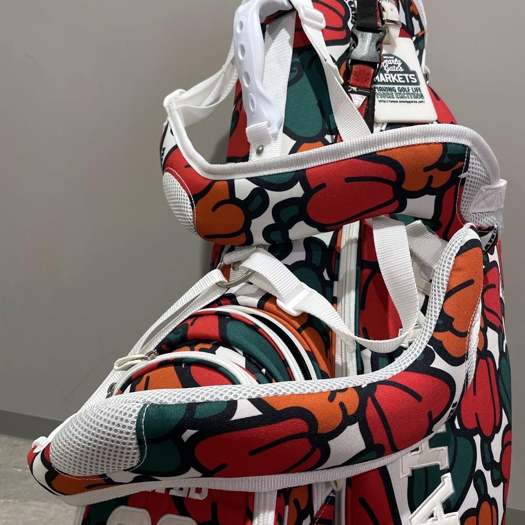 希少 パーリーゲイツ キャディバッグ パプリカ柄 ゴルフバッグ 3点式