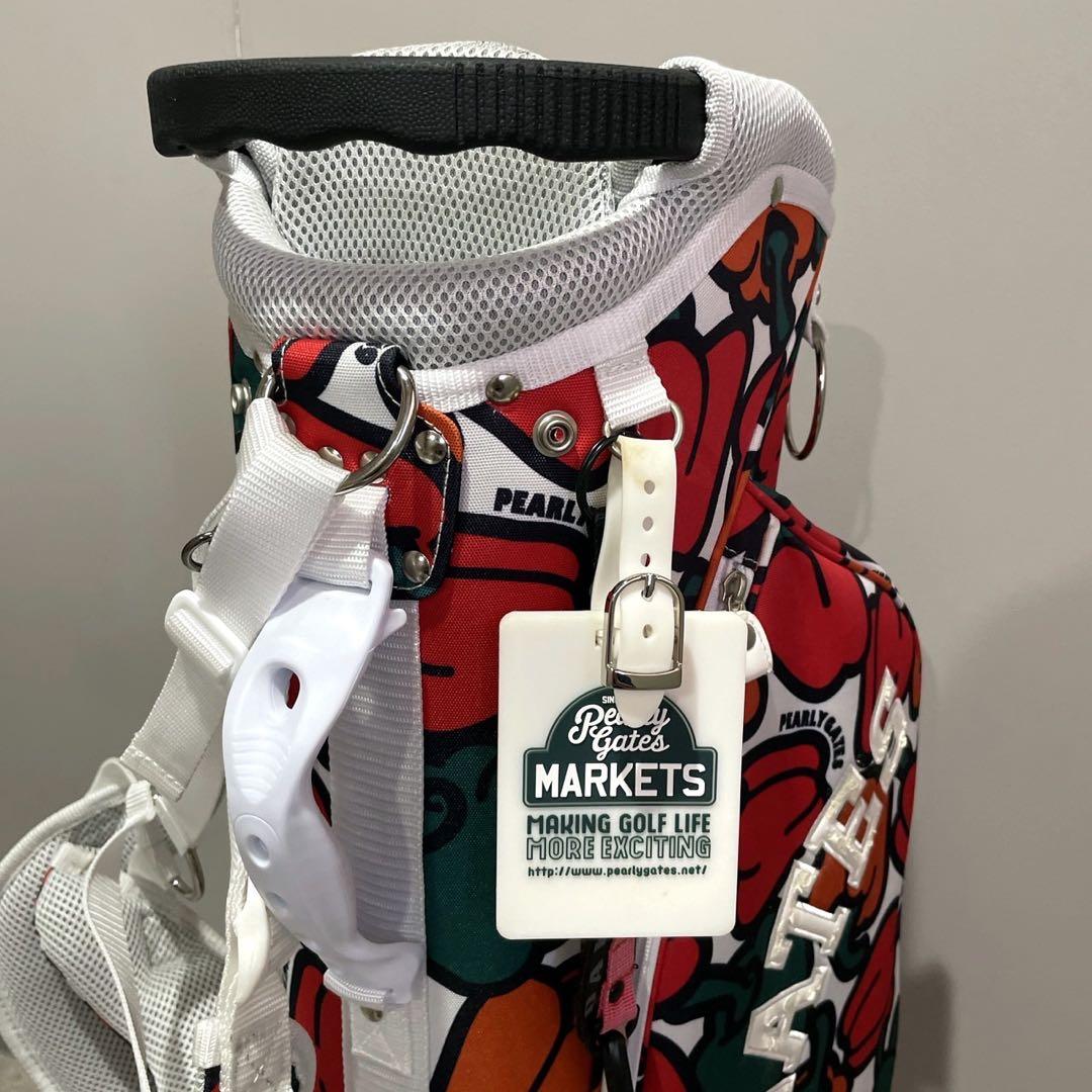 希少 パーリーゲイツ キャディバッグ パプリカ柄 ゴルフバッグ 3点式