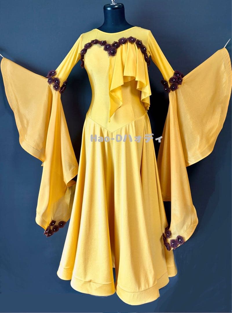 新品★ダンスドレス★スタンダード★社交ダンス★競技会★パーティー★サフラン