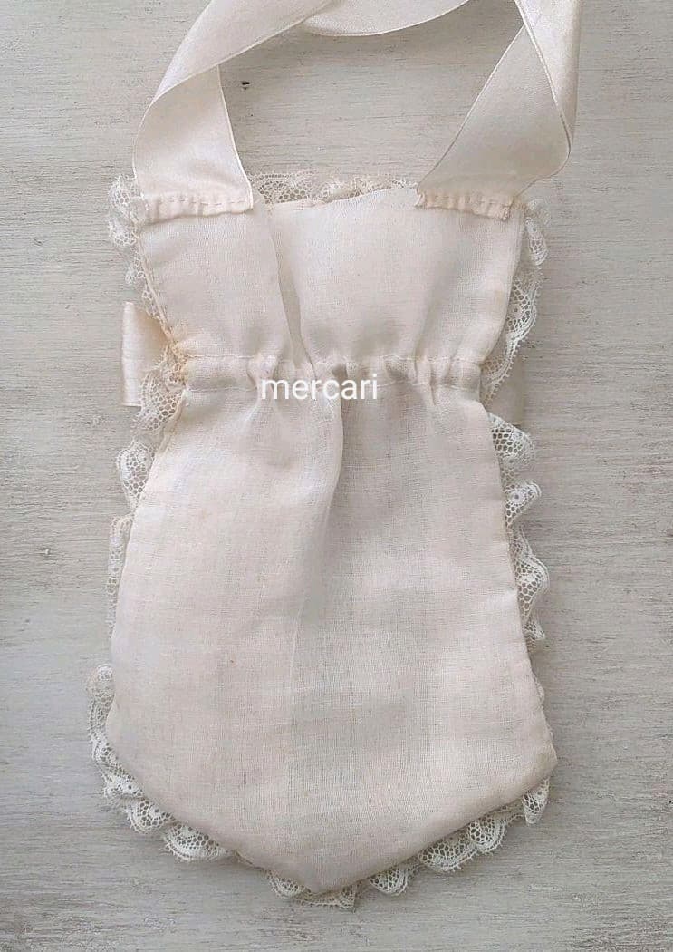 フランス製　アンティーク 初聖体のオモニエール シルクリボンとレースフリル