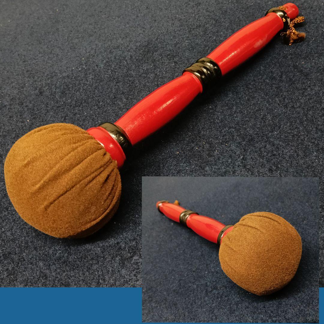 AO40 茶道具 ドラ 銅鑼 バチ付 縁鎚目 30cm 茶道 茶事 鳴物 打楽器