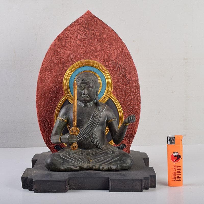 仏教美術　樹脂製　彩色　不動明王坐像　仏像　M　8680