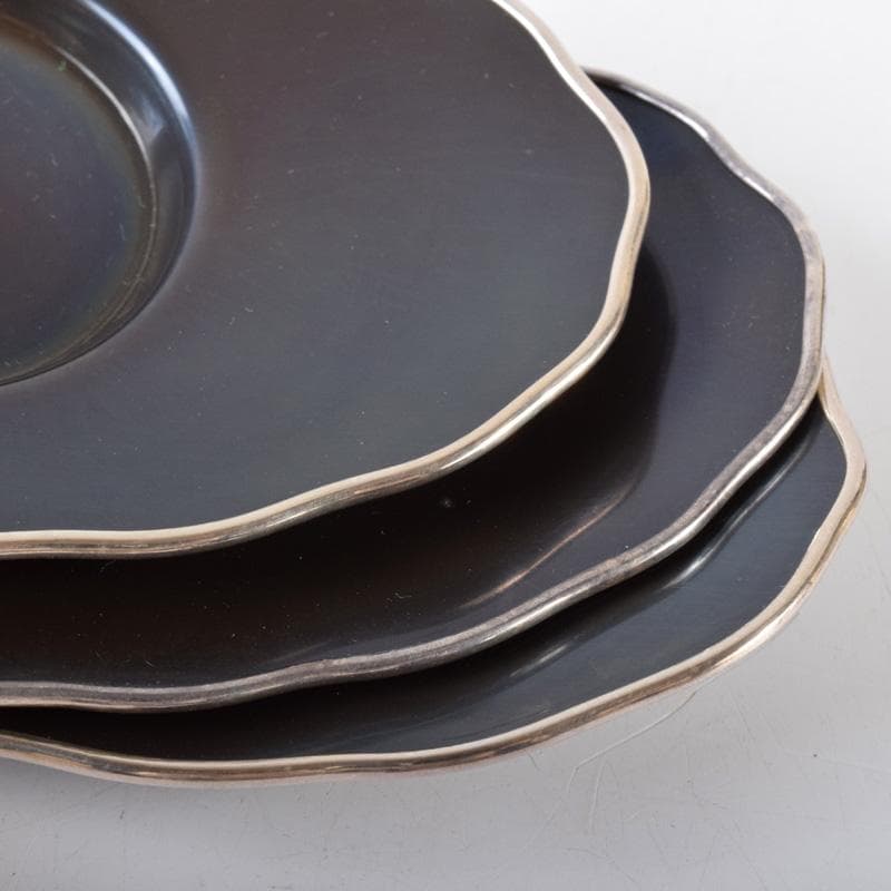 茶道具　静和堂　金谷五良三郎作　銅小判銀覆輪　茶托　五客　共布共箱　FR8042