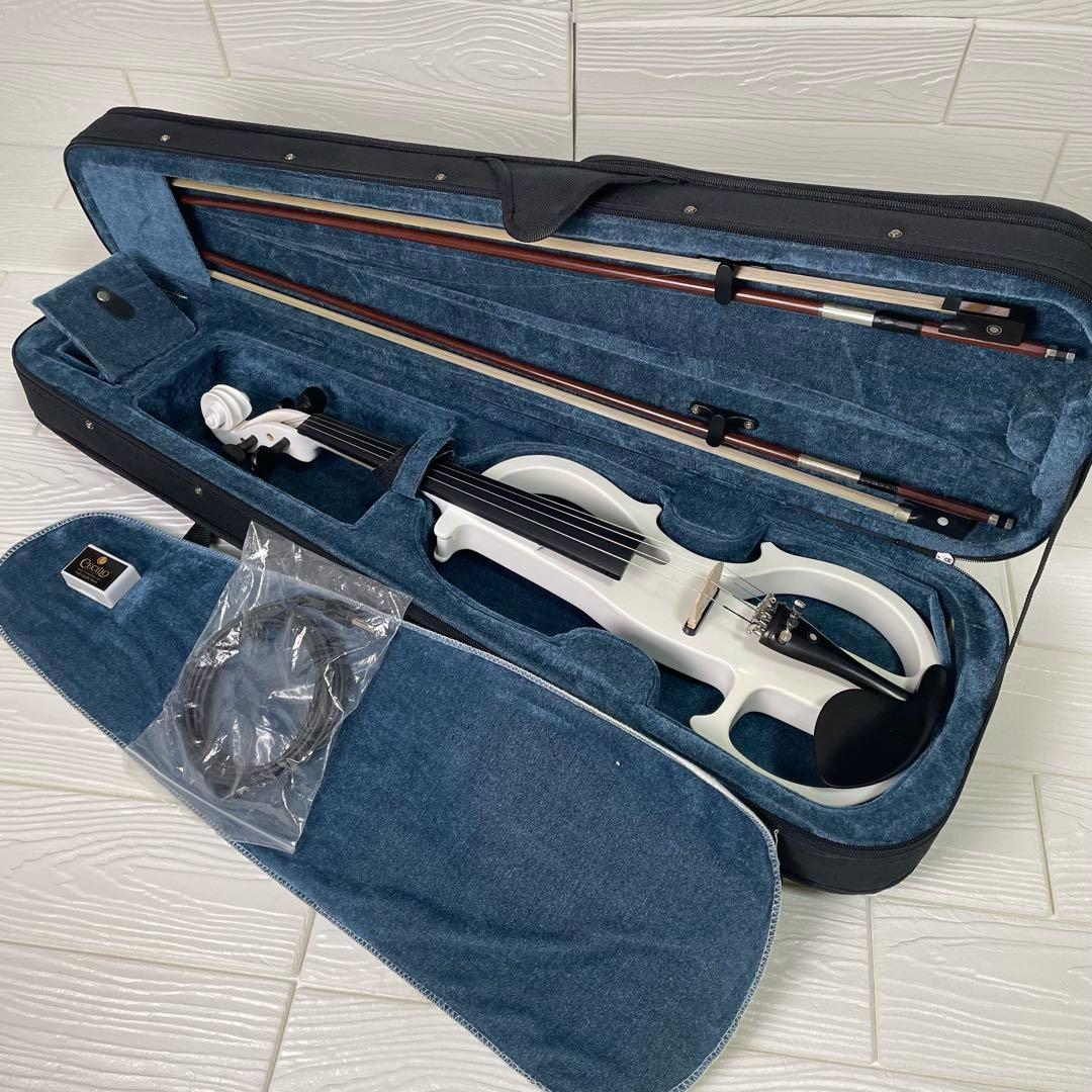 CECILIO エレキバイオリン 4/4 ホワイト 専用セミハードケース