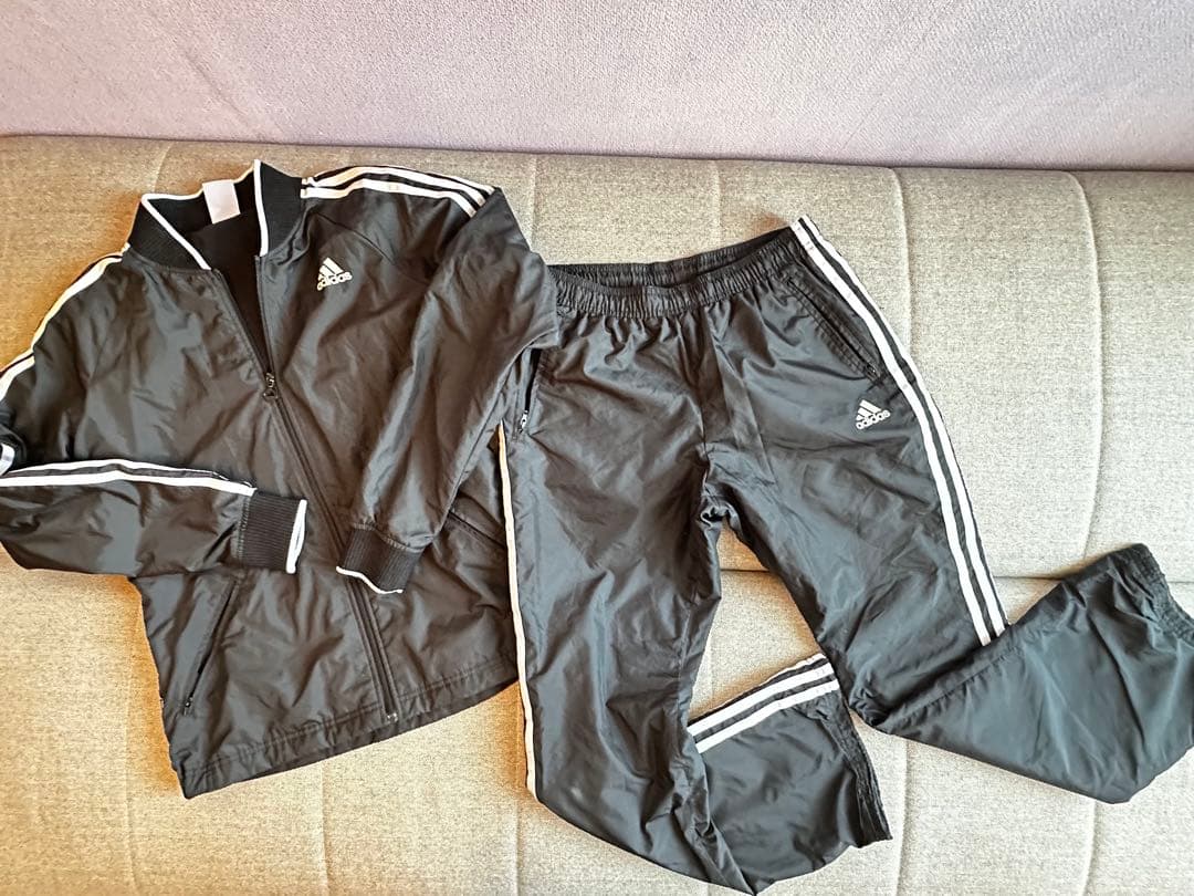 「美品」adidas 裏起毛ブラックジャージ上下セット