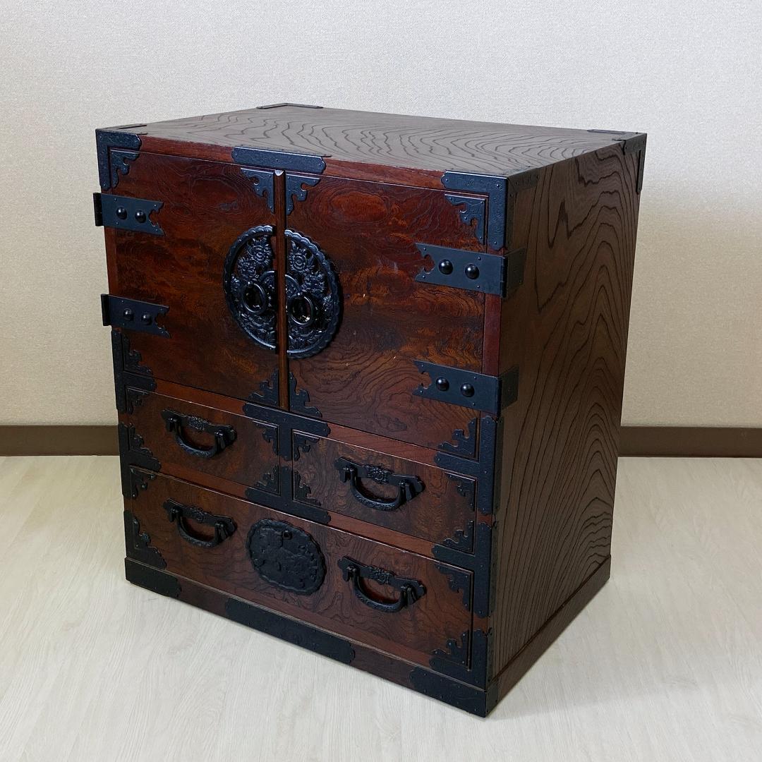 民芸家具 駿河民芸小箪笥 伝統的な日本の木製タンス