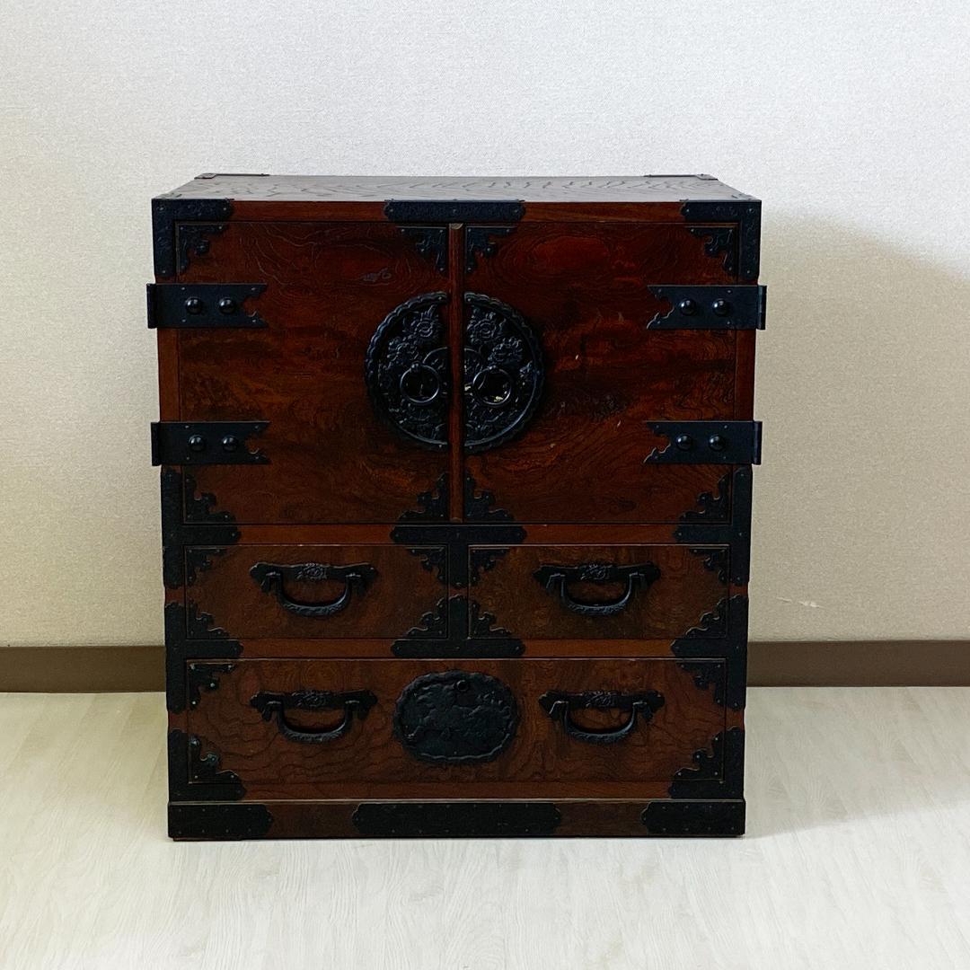 民芸家具 駿河民芸小箪笥 伝統的な日本の木製タンス